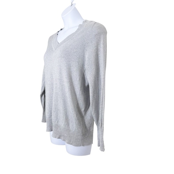 Lane Bryant Metallic Gray V-Neck Sweater Size 18/20 - Picture 4 of 9